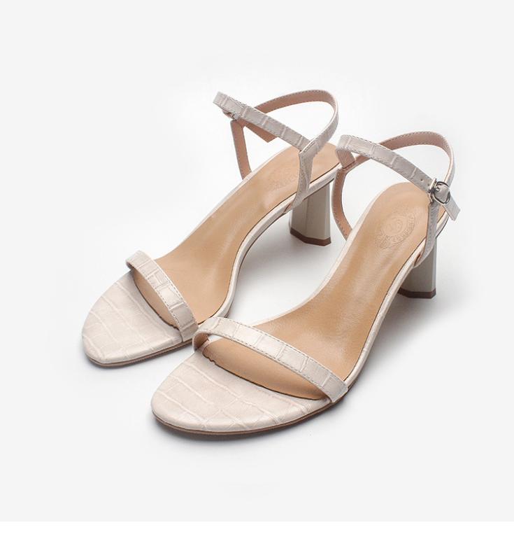 

Women Summer Sandals 2020 One Word Thick Heel Ankle Strap Popular Ladys Sandals High Heels Sexy, Black