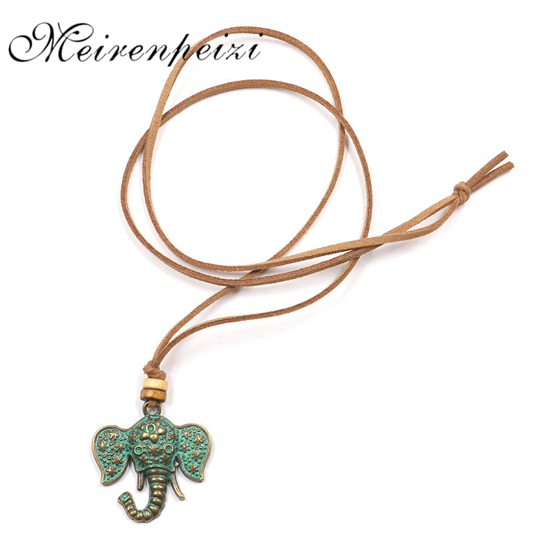 

Punk Charm Elephant Necklace Pendant Rope Chain Necklace For Women Party Birthday Jewelry Gift