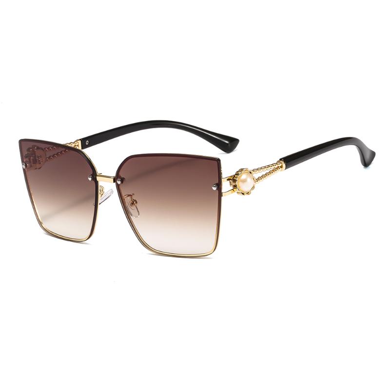 

2020 New Brand Square Sunglasses Fashion Pearl Oversize Gradient Retro Fashion Plastic Material 17211 UV400 Eyewear