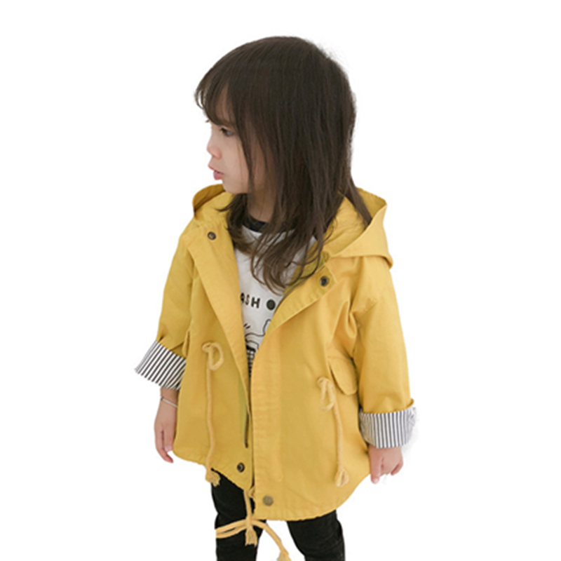 

Baby Toddler Outwear Coat Fashion Hooded Windbreaker For Girls Lovely Pocket Kids Trench Coat Autumn Boys Jackets Clothes, Yellow