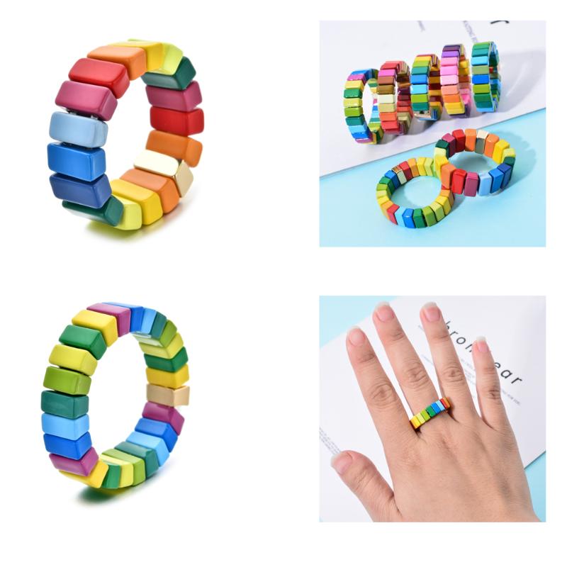 

ZMZY Best Selling Engagement Rainbow Ring Love New Boho Fashion Luxury Charm Wedding Rings for Women Multicolor Party Jewelry