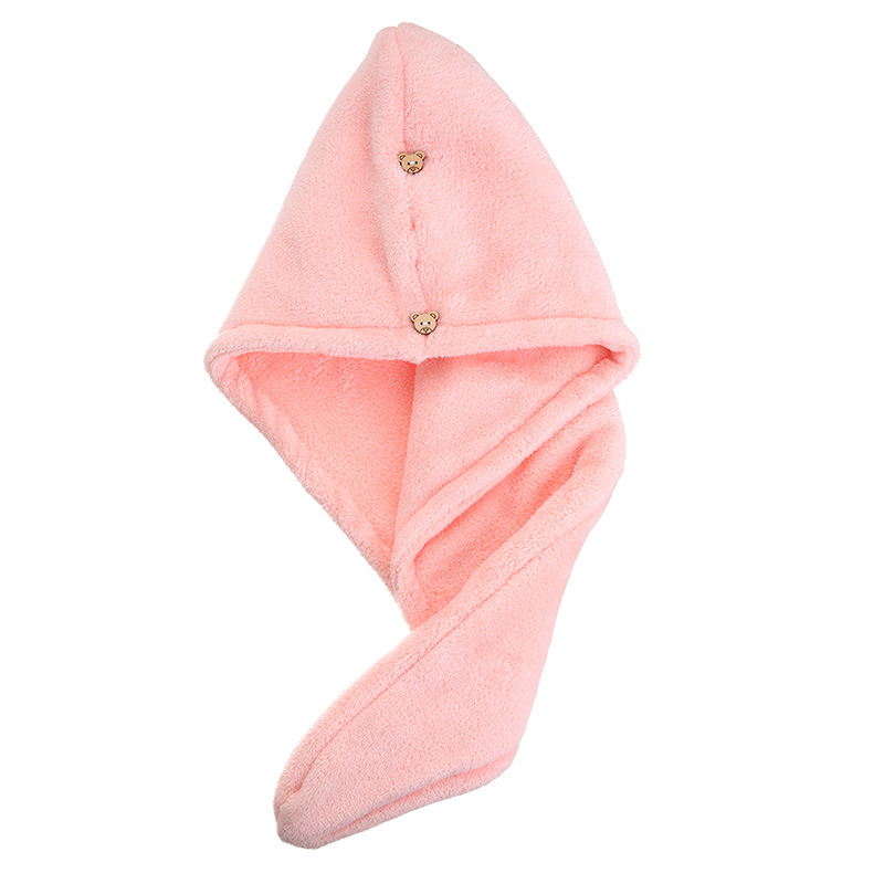 

Cartoon Double-Layer Microfiber Dry Hhair Cap Women Quick-Drying Coral Velvet Thick Strong Absorbent Bath Cap Dry Hair Turban