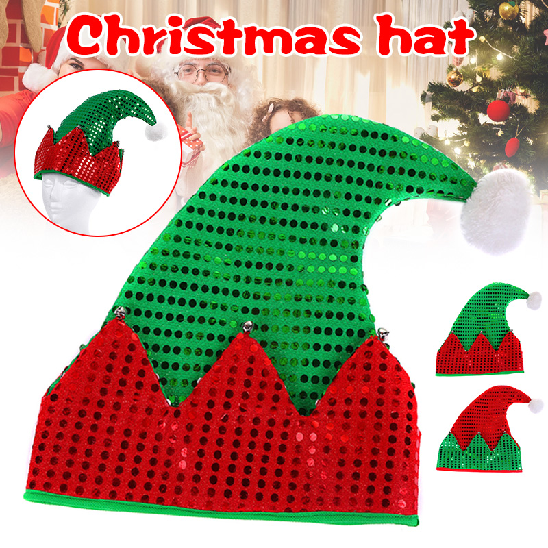 

Hat Santa Hats with Sequins for Christmas Party Costume New Year Gift Accessory Red/Green Drop Shipping
