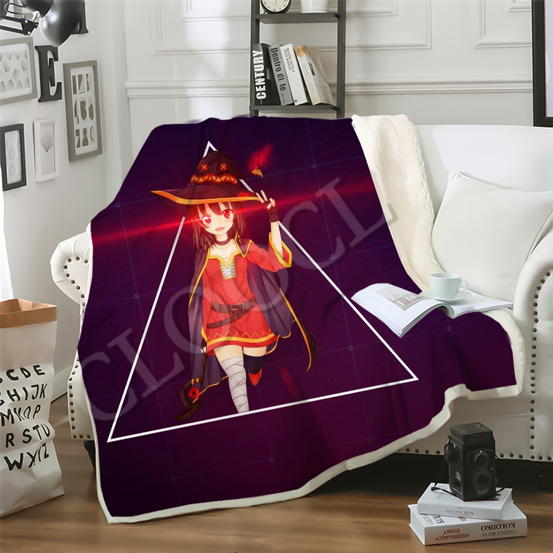 

CLOOCL Anime Megumin Konosuba Blankets 3D Print Double Layer Fashion Sofa Travel Teens Women Men Bedding Throw Blanket Plush Quilt