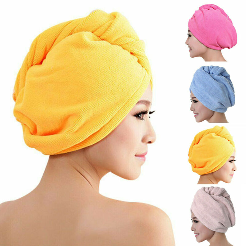 

Microfibre Hair Drying Towel Wrap Turban Head Hat Bun Cap Shower Dry Microfiber Hair Cap For Travel, Pink