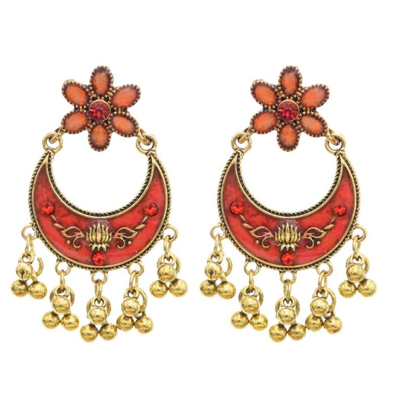 

Dangle & Chandelier Crystal Inlaid Vintage Tassel Earrings Carved Flowers European And American Fashion Jewelry.