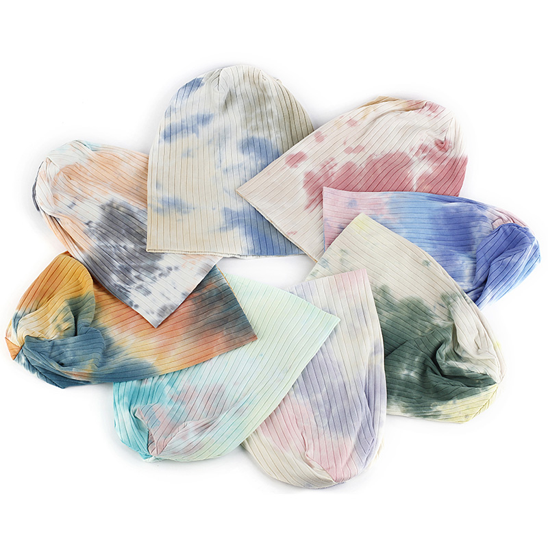 

Beanies Women Tie Dye Ribbon Slouch Hats Spring Autumn Cotton Ribbed 2021 Ladies Girls Oversize Baggy And Caps