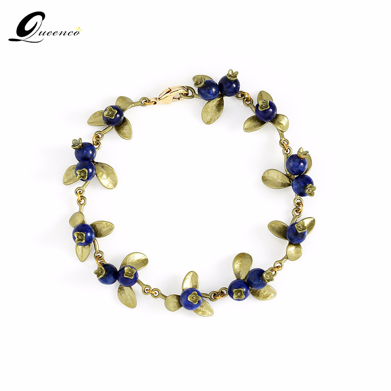 

Charm Bracelets Vintage Lapis Lazuli Blueberry Bracelet Green Paint For Women Handmade High Grade Jewelry