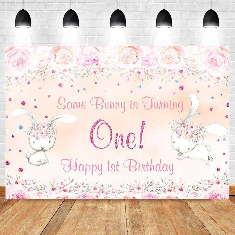 

Mehofoto Happy 1st Birthday Photo Background Flower Backdrop Party Banner Gift for Baby Lovely Orange Theme Princess