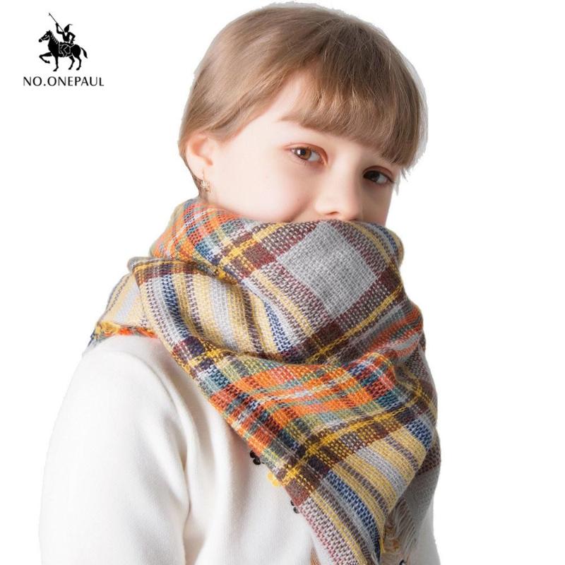 

NO.ONEPAUL New scarf autumn and winter imitation cashmere children's plaid scarf fashion retro shawl unisex