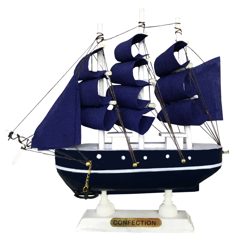 

LUCKK Hot Sale 3D Wooden Assembly Sailboat Blue Ship Model 16 Inch Children Toys Gift Home Decor Craft Nautical Boat 2006P-16
