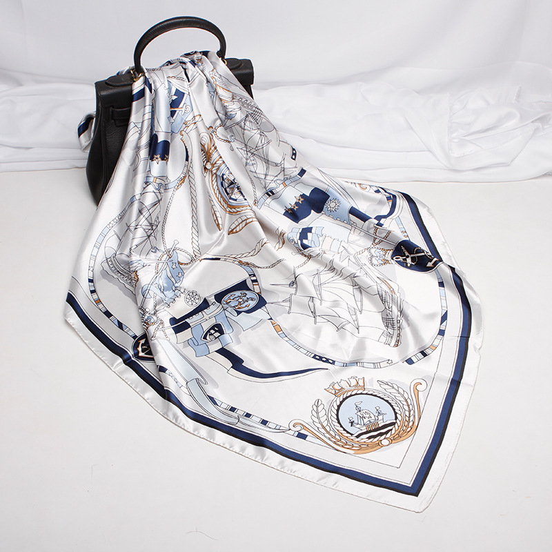 

2020 New Artificial Silk Square Scarf Female 90 Satin Silk Scarf Sailing Abroad Small Gift Spot Wholesale Custom