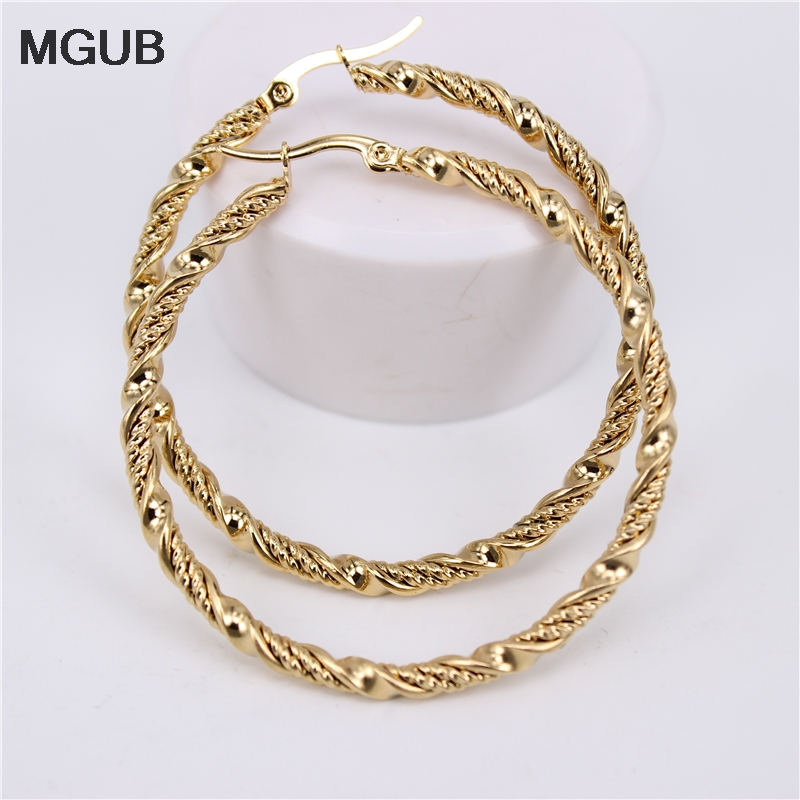 

30mm40mm50mm outer diameter 3mm twisted hoop earrings European and American fashion women classic jewelry LH264