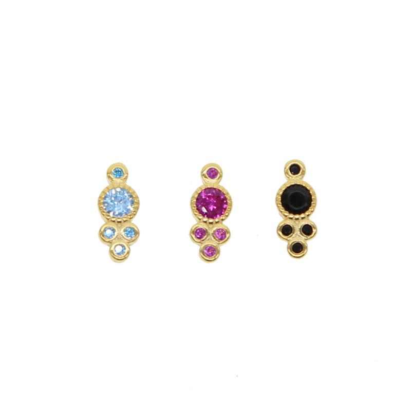 

3 COLORSS cute lovely dots 925 sterling silver earring Gold black red blue color gorgeous the second studs minimal jewelry