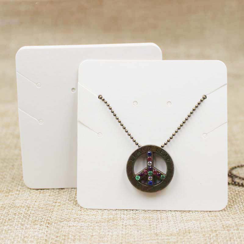 

2020 Fine quality Diy white lamination paper necklace & pendant charm display card 7*7cm cute square jewelry card 100pcs perlot