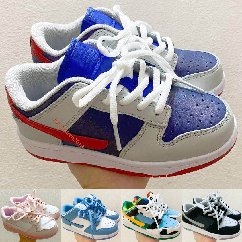 

2020 SB Dunk Kids Shoes Leather Boy Girls Casual Shoes Samba University Red Chunky Dunky UNC Toddler Outdoor Sneakers Size 26-35, #007