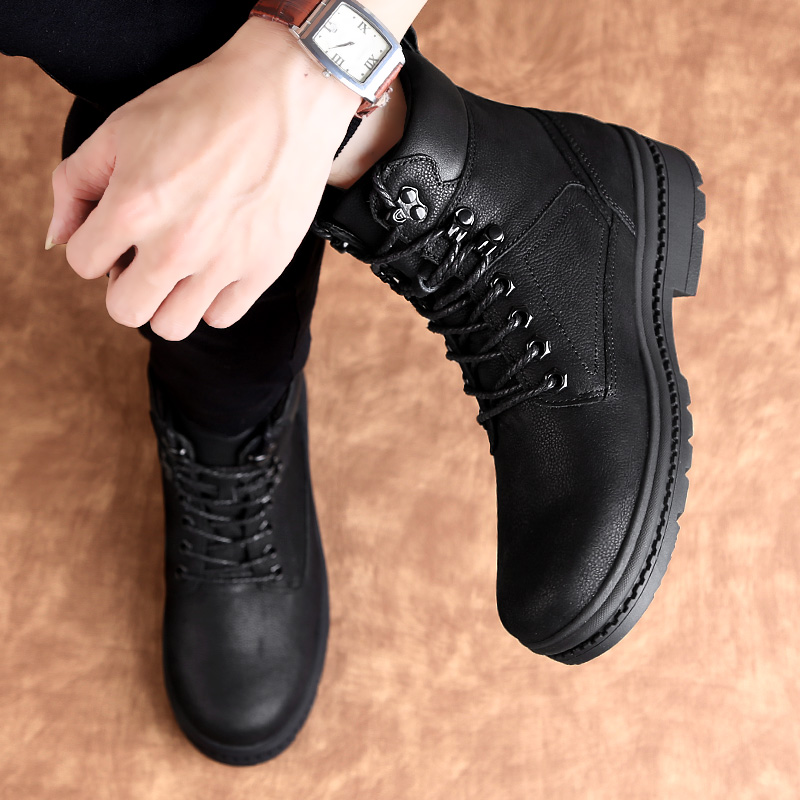 

Boots Men Winter Shoes plush Warm genuine Leather snow Boots Footwear Tactical Men Casual Shoes big size 49, Black 1 fur