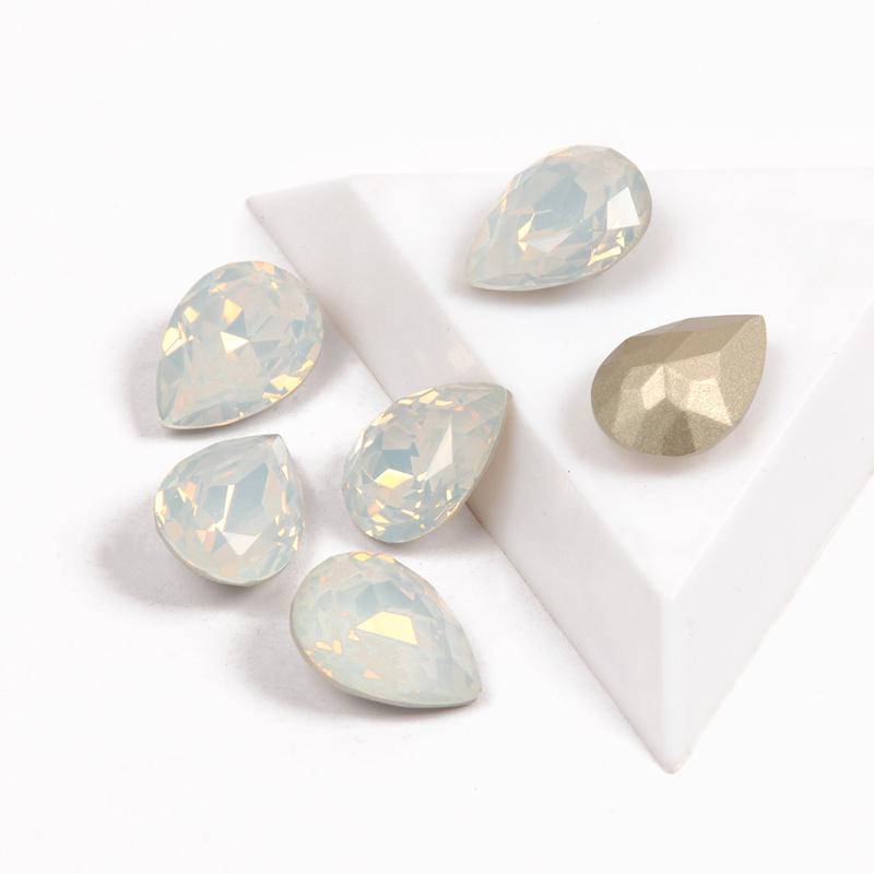 

YANRUO 4320 Drop White Opal Top Fancy Rhinestone Nail On Rhinestones Bling Stones Crystals Nail Appliques For Nails Art Gems