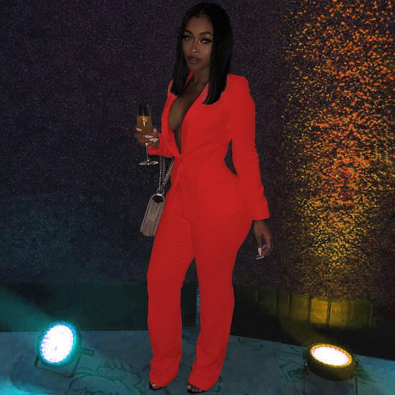 

2020 women' two-piece women' suit suit solid color temperament professional slim long sleeve jacket trousers two-piece, Green