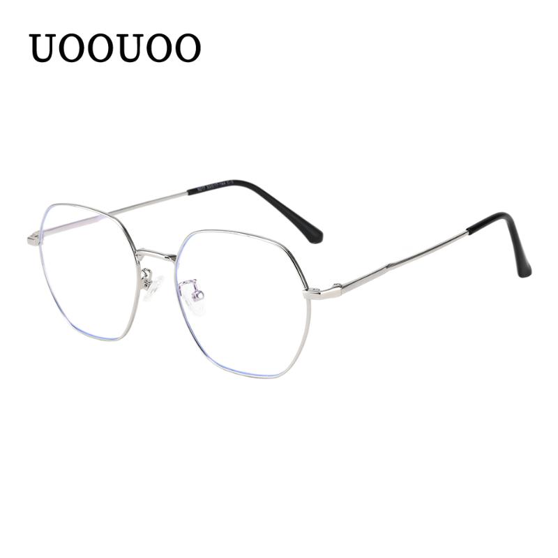 

UOOUOO anti blue blocking glasses frame men women protection gaming glasses big size metal vintage frames myopia lenses