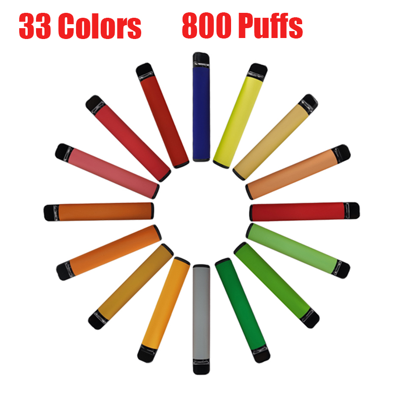 

33 Colors 800 Puffs Disposable Vape Pods Device 3.2ml Capacity 550mAh Battery Vape Starter Kits Ecigs Vaporizers Packaging Custom Made Empty