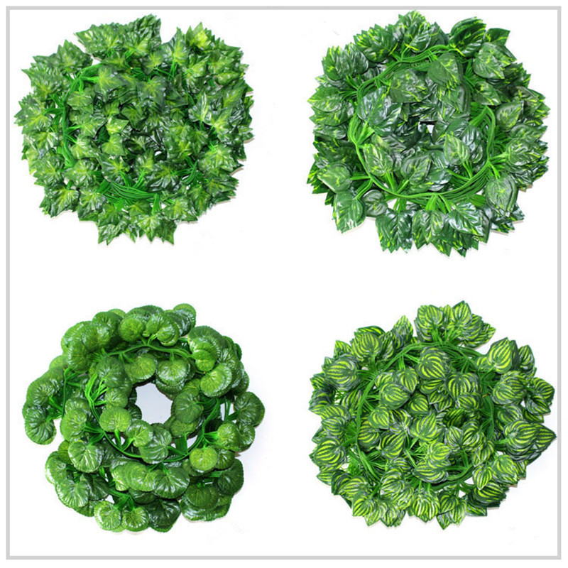

1pc 2M Artificial Green Leaf Garland Plants Vine Fake Plastic Rattan String Wall Artificial Pant Home Decoration Accessories, Creepers