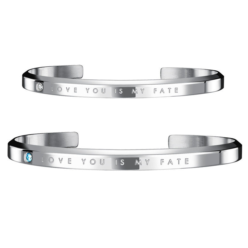 

Letter Crystal Bracelet Color I Cute You In My Heart Titanium Steel CZ Bracelet For Femme Jewelry Personality Gift