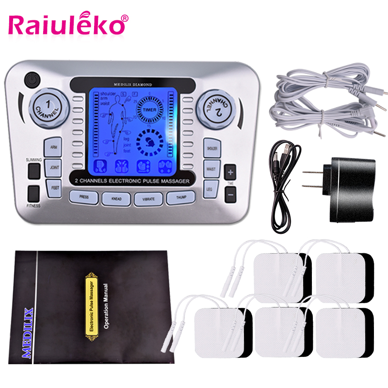 

Dual-Output Pulse Massager Electrical Muscle Stimulator Tens Acupuncture Machine Electro Therapy Body Massage Device Pain Relief