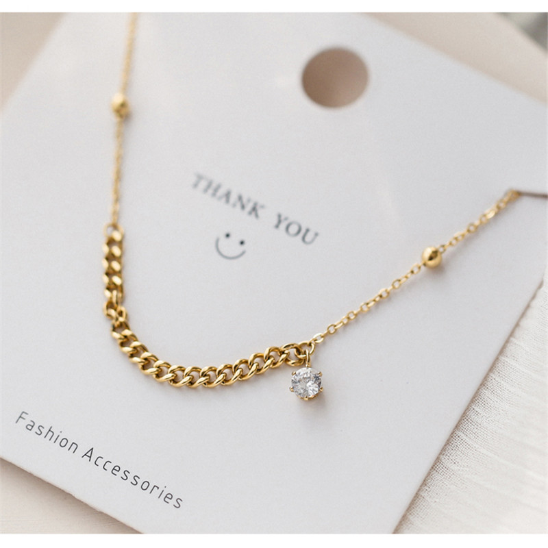 

2020 Tender Chain Zircon Pendant Necklace Yellow Gold Color 316 L Titanium Steel Jewelry Woman Gift Never Fade Hypoallergenic