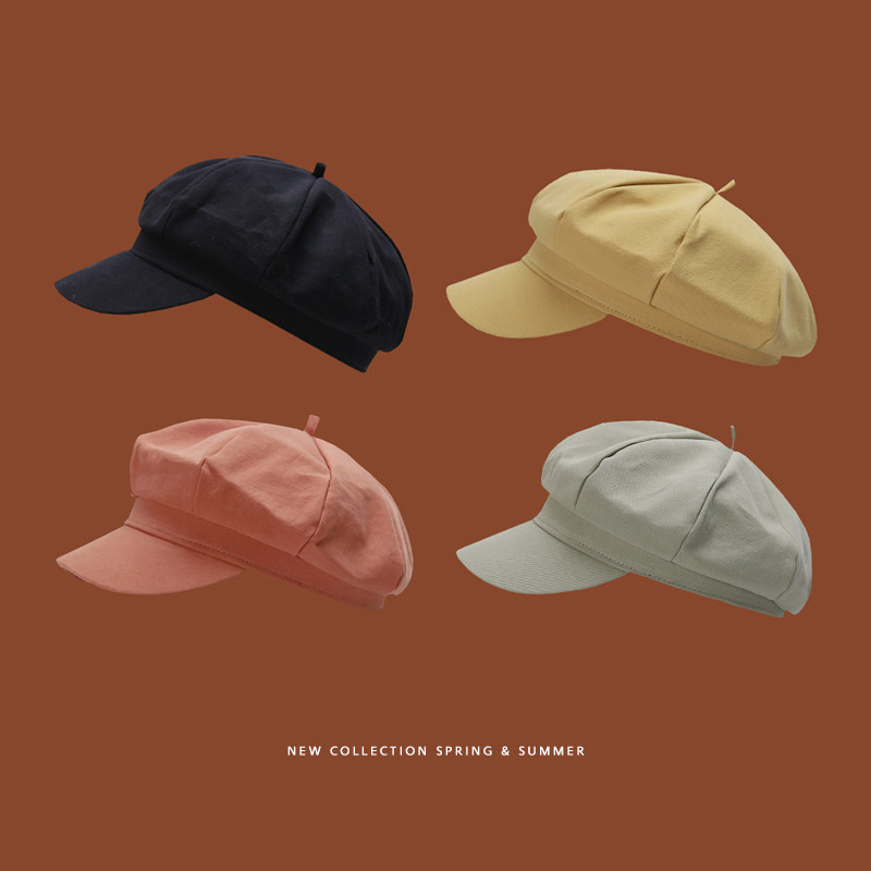 

Foux Newsboy Caps Women Summer Autumn Thin Colorful Pure Baker Boy Beret Painter Casquette Octagonal Hat Cute New Fashion 2020, Black
