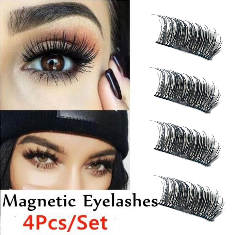 

4 Pcs/Pair 3D Magnetic False Fake Eyelashes Extension Eye Beauty Makeup Accessories Soft Hair False Eyelashes Dropship Free glue