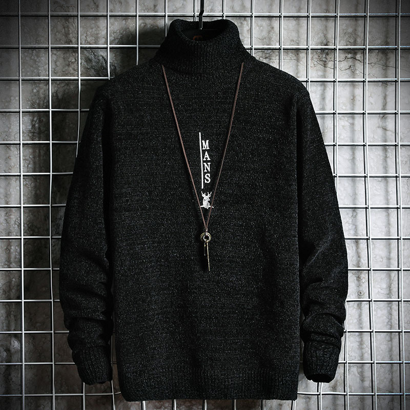 

New Winter Mens Christmas Deer Turtleneck Sweaters Fashion Sweater Men Slim Fit Knitted Pullover Thick Warm pull homme, Black