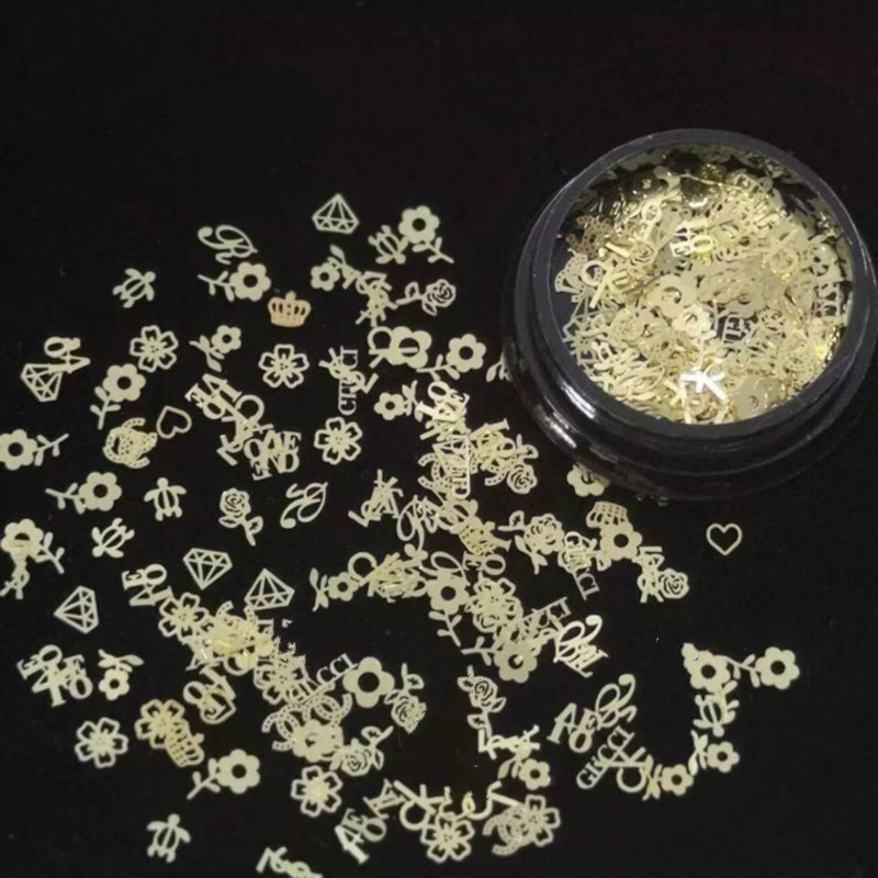 

1 BOX Hollow Out Gold Nail Glitter Sequins Snow Flakes Mixed Design Decorations for Nail Arts Pillette Accessories