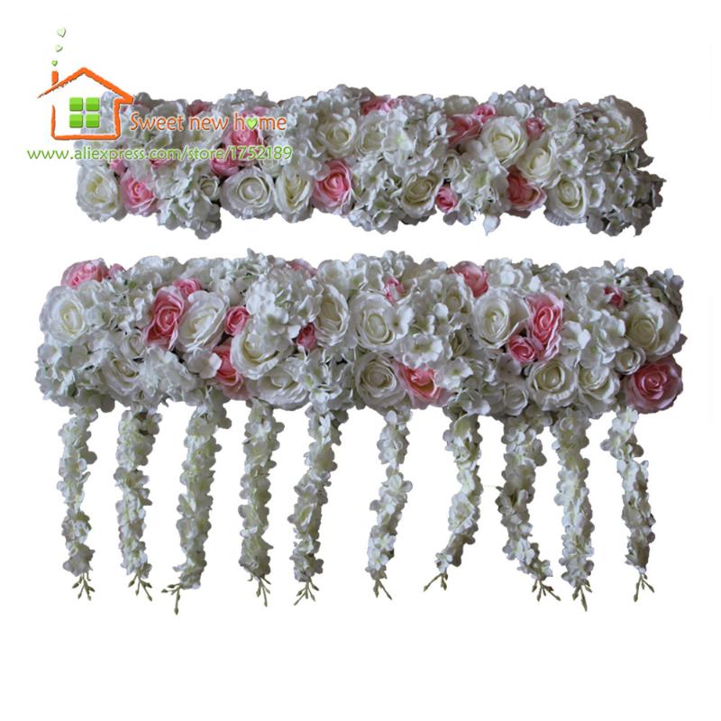 

3D Artificial Flower Runner White Pink Rose Hydrangea Wisteria Wedding Road Lead Flowers panel DIY GYR307, Gyr307 b