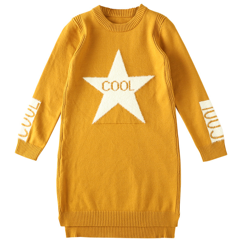 

winter Christmas kid's costume autumn Girls Dress of Girls Kids clothes Straight Sweater Knit dress 3-10y Baby girl Dresses, As picture