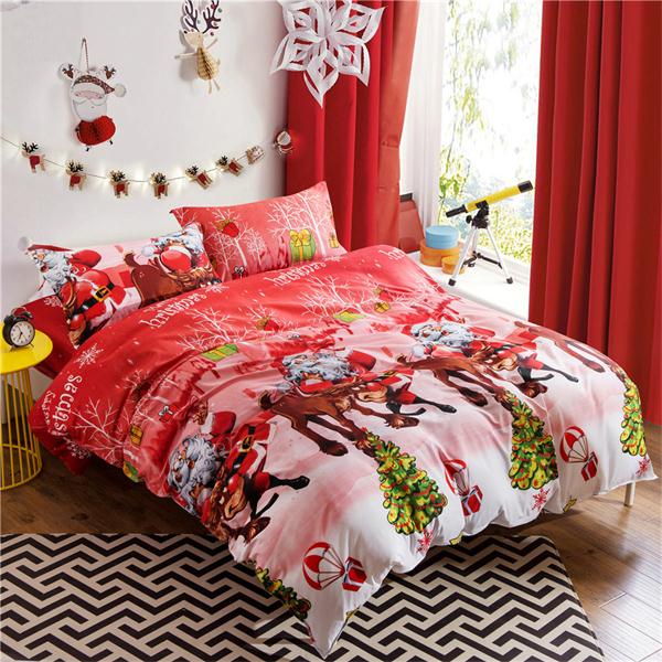 

luxury Soft comfortable Superfine polyester fiber beddings Home textiles Christmas sheet duvet cover pillowcases dekbedovertrek, As picture