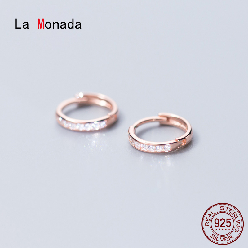

La Monada Hoop Earrings For Women Silver 925 Fine Women Earrings Jewelry Circle Inlay Hoop 925 Sterling Silver