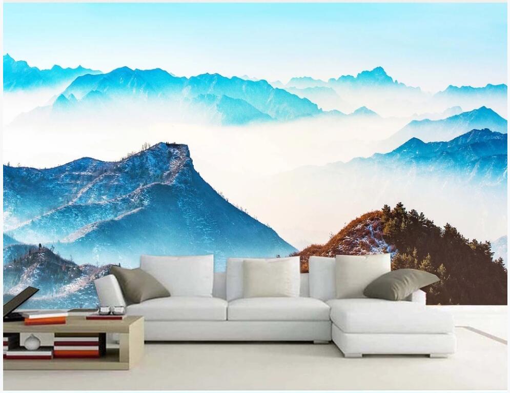 

3d wallpaper custom photo mural on the wall HD ink blue mountain cloud landscape home decor living room wallpaper for walls 3 d, Non-woven wallpaper