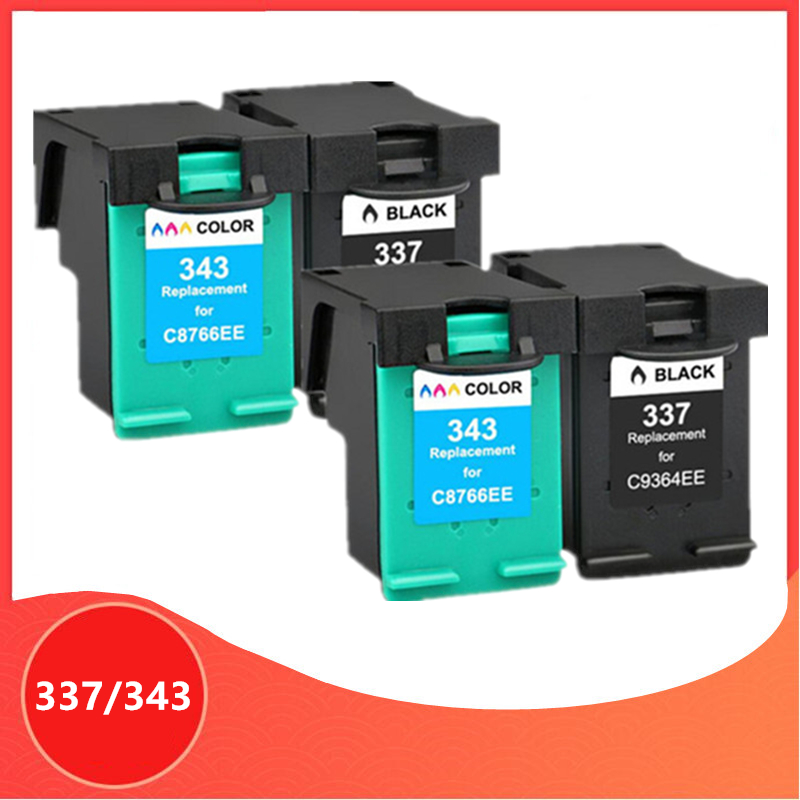 

4pack Compatible for 343 337 Ink Cartridge for 337 343 Photosmart 2575 8050 C4180 D5160 Deskjet 6940 D4160