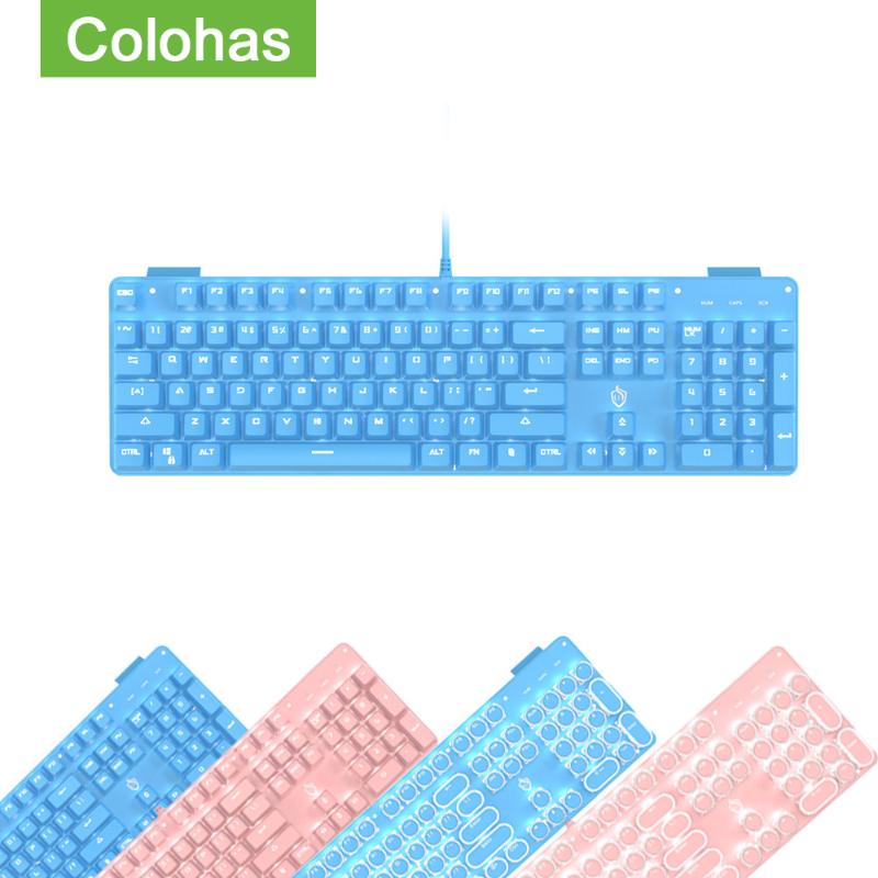 

USB Wired Mechanical Keyboard For Computer Game PC Gamer Punk Mechanical Gaming Keyboard Plated Keyboards Girl Pink