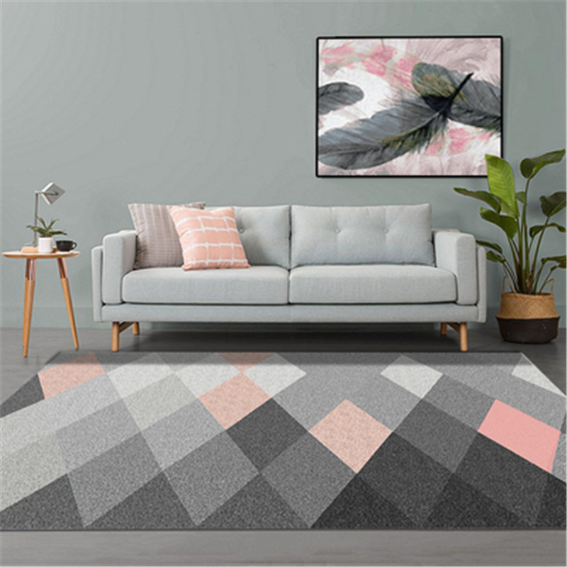 

Nordic Geometric Living Room Bedroom Carpets Study Bedside Carpet Rectangle Modern Decor Rug Yoga 3D Blanket Mat CF, Transparent