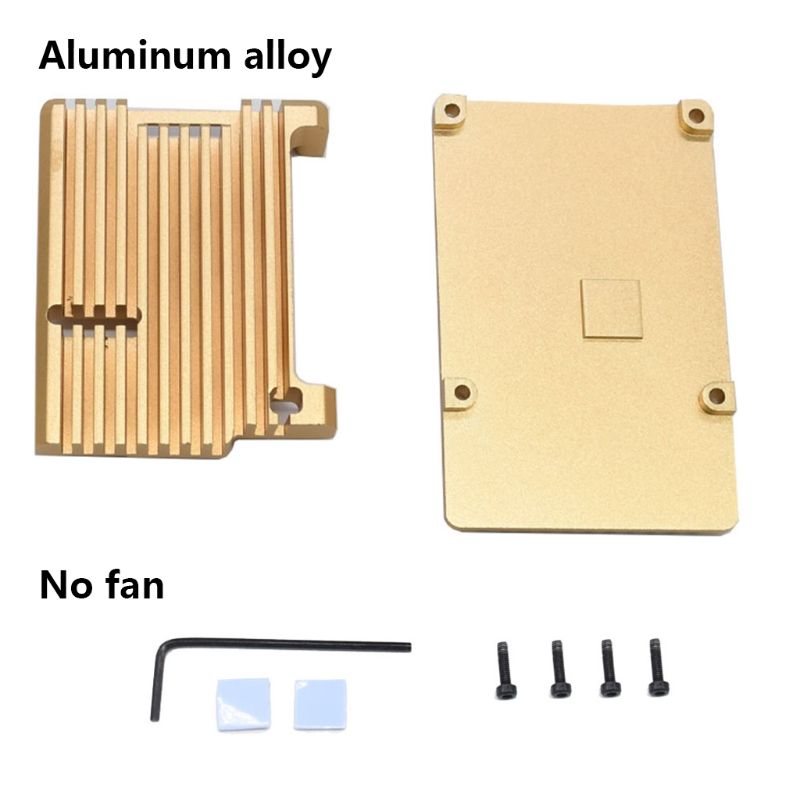 

New Aluminum Gold Enclosure Case Metal Shell Box Heatsink Demo Board Accessories for Raspberry Pi 4 Model B