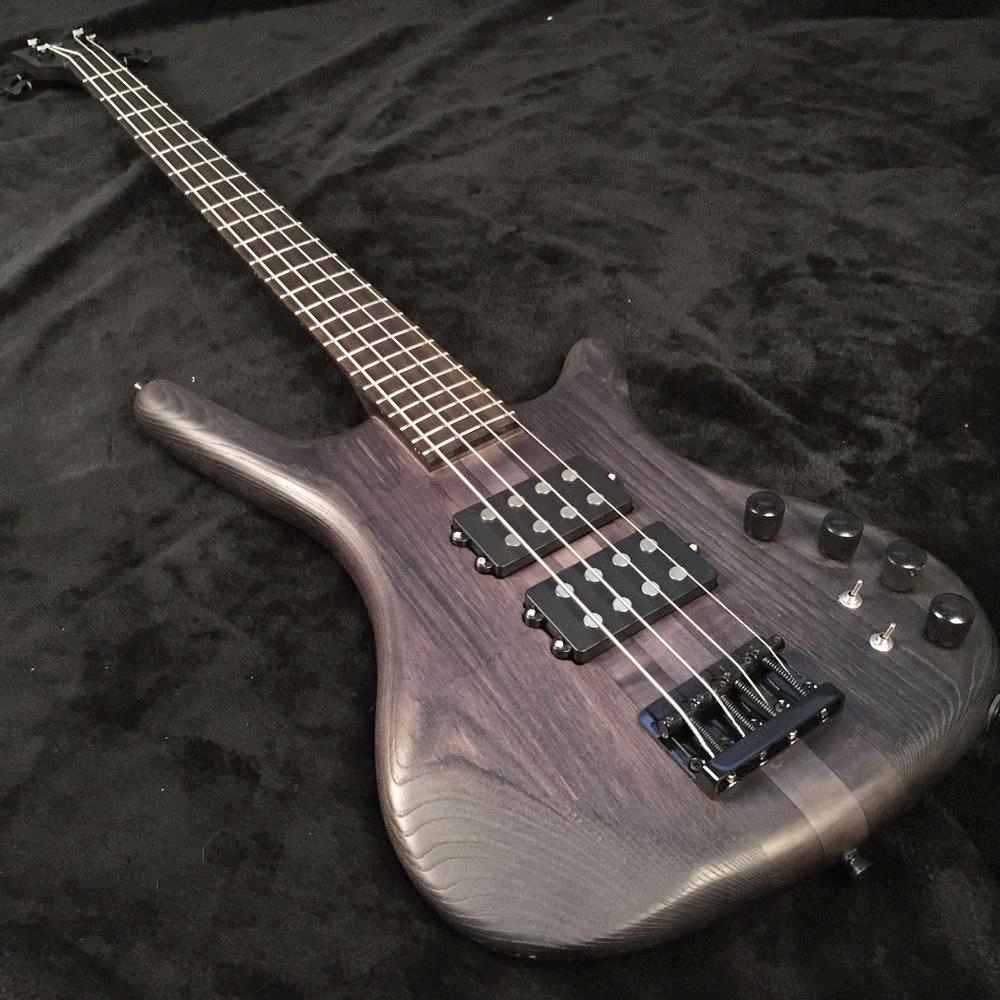 

Custom 4 strings Bass Transparent Black Color With Mahogany Neck Thru Body , Active Pickups China Bass