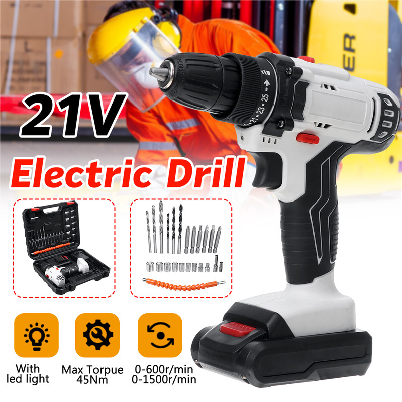 

26 in 1 21V Electric Screwdriver Cordless Drill 2-Speed Mini Impact Drill Power Driver 45N.m Torque 1500mAh Lithium-Ion Battery