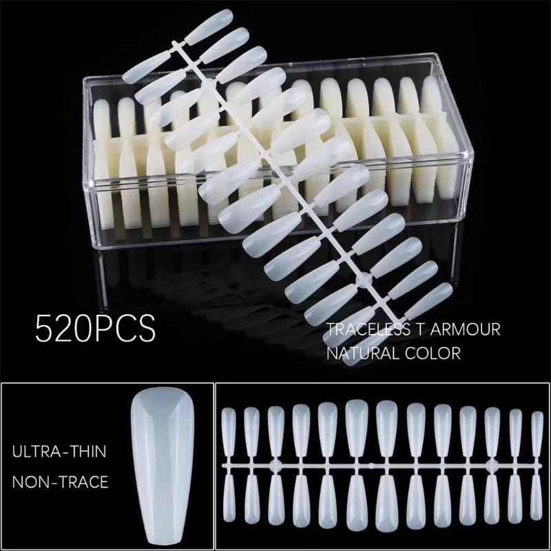 

Fake Nail Sticker Nail Art Tools Pleated Non-trace Tip Full Stick Short Version Of Droplet Tip False Piece Box, Beige