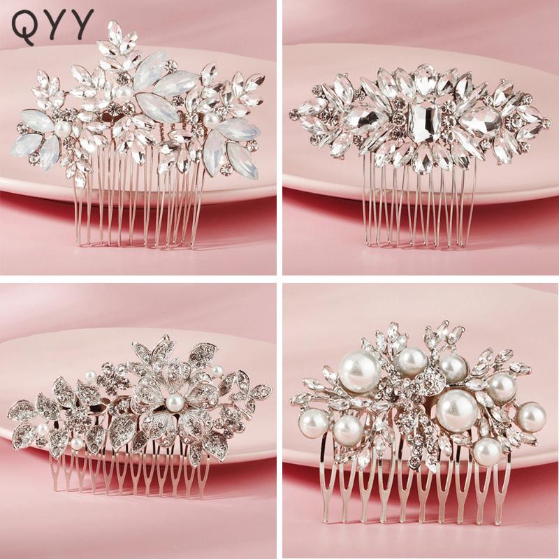 

Fashion Crystal Hair Comb Clips for Women Accessories Silver Color Bridal Wedding Hair Jewelry Rhinestone Bride Headpiece Gifts