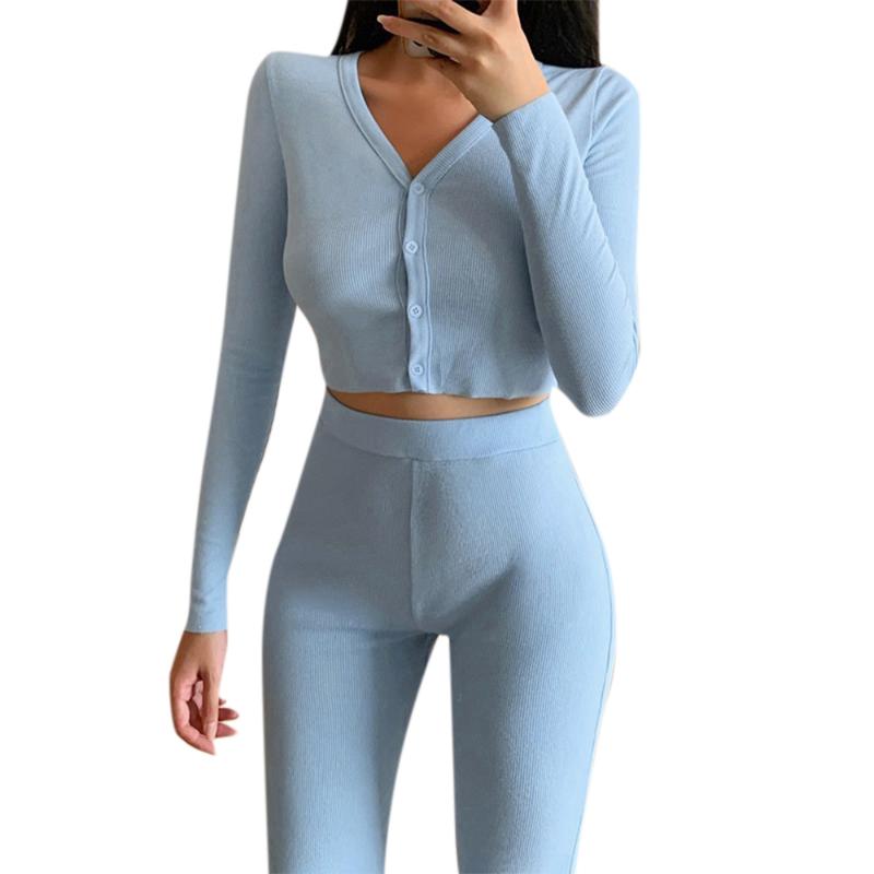 

Women Button Up Solid Cardigan 2 Piece Outfits for Women Pants and Top Fall Clothes for Elegant Suit, As pic