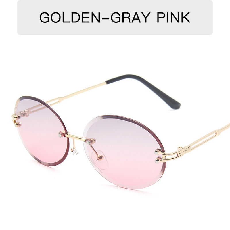 

Fashion sunglasses Frameless trimming Sunglasses Men Women's oval tinted Sunglasses metal top quality uv400 protection lens eyewear 16032