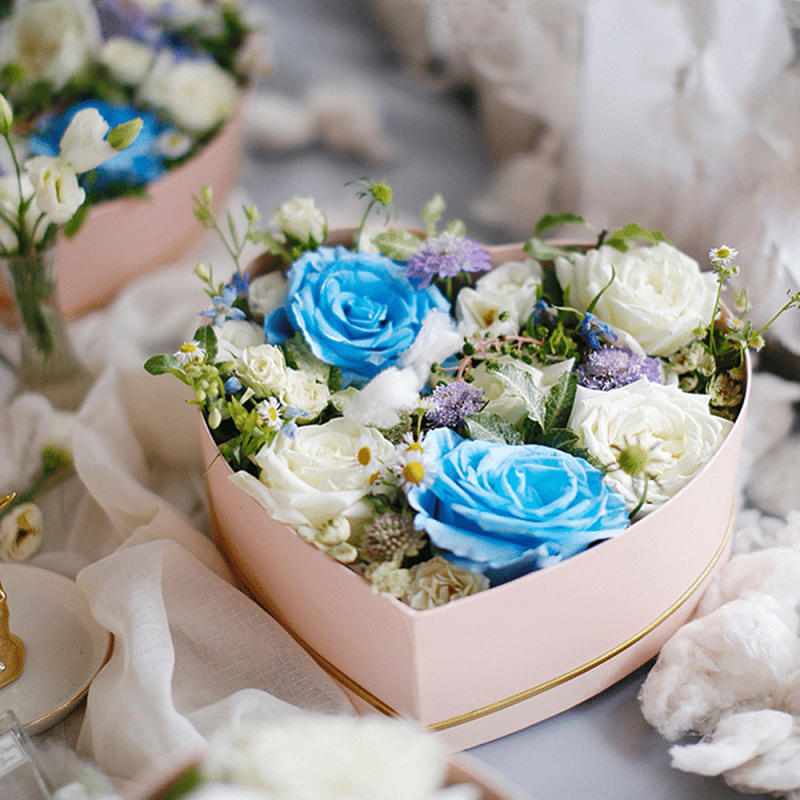 

2pcs Different Size Transparent Window Heart-shaped Flower Box DIY Valentine's Day Birthday Gift Packing Case