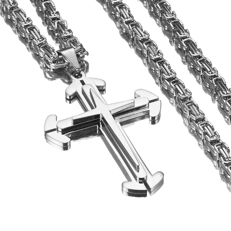 

Granny Chic Cross Pendant Necklace For Men Gold Silver Color Stainless Steel Pendant Necklace Men Hip Hop Jewelry 18-30 Inch